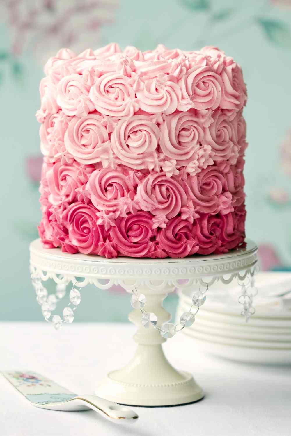 Pink ombre cake with buttercream