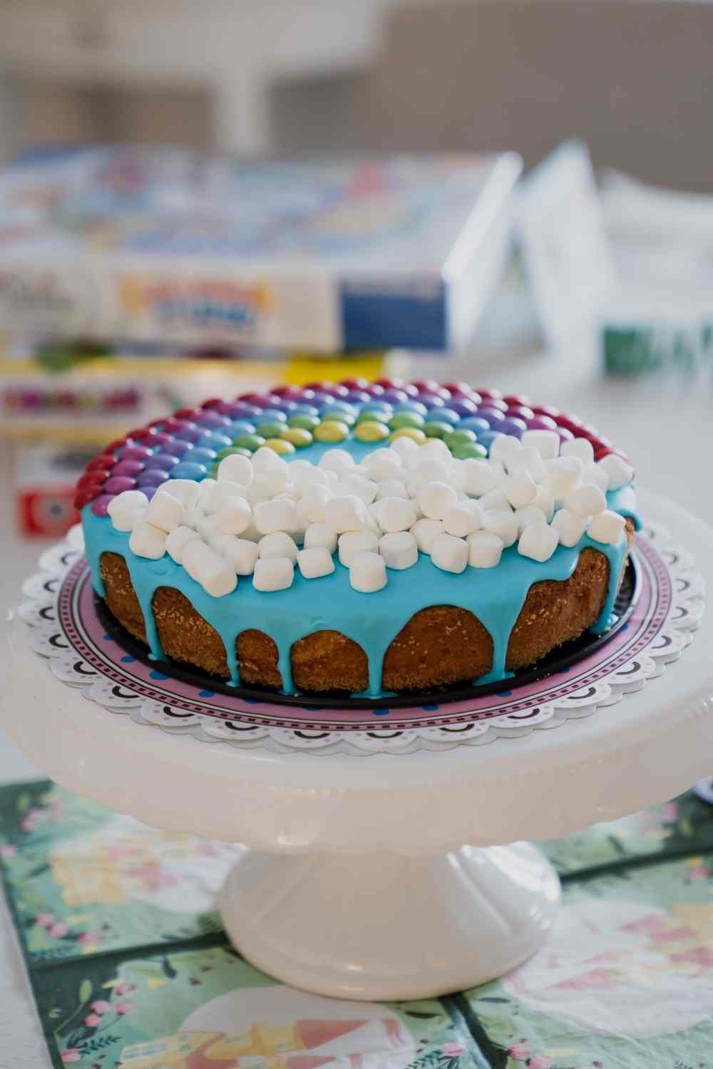 Rainbow candy mosaic cake