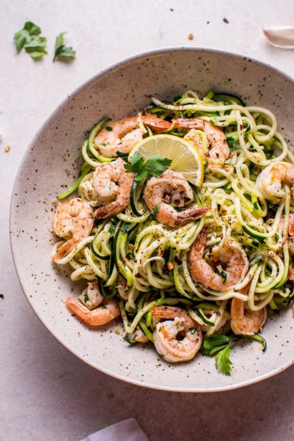 15-Minute Garlic Shrimp Zoodles, via Salt and Lavender