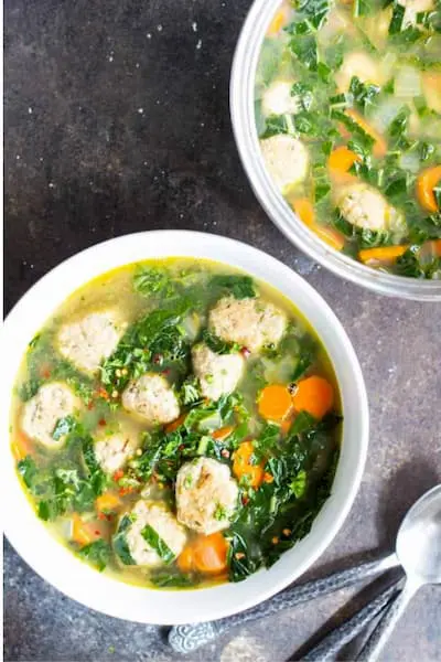 30-Minute Turkey Meatball + Kale Soup