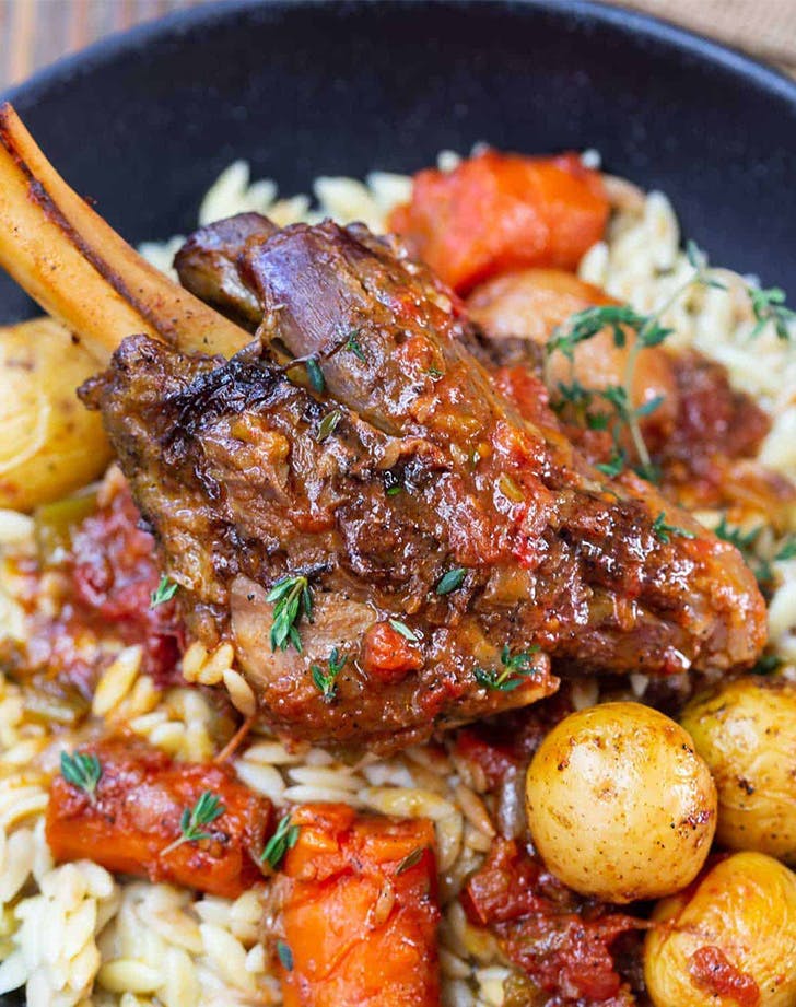 BRAISED LAMB SHANKS WITH VEGETABLES