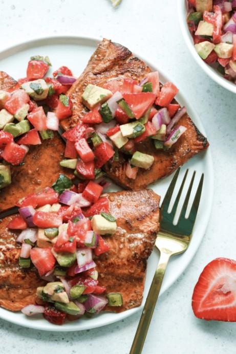 Balsamic Grilled Salmon with Strawberry Avocado Salsa