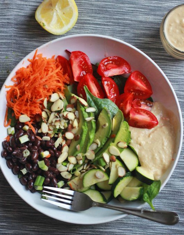 Black Bean and Avocado Power Bowl with Hummus Dressing from The Texitarian

