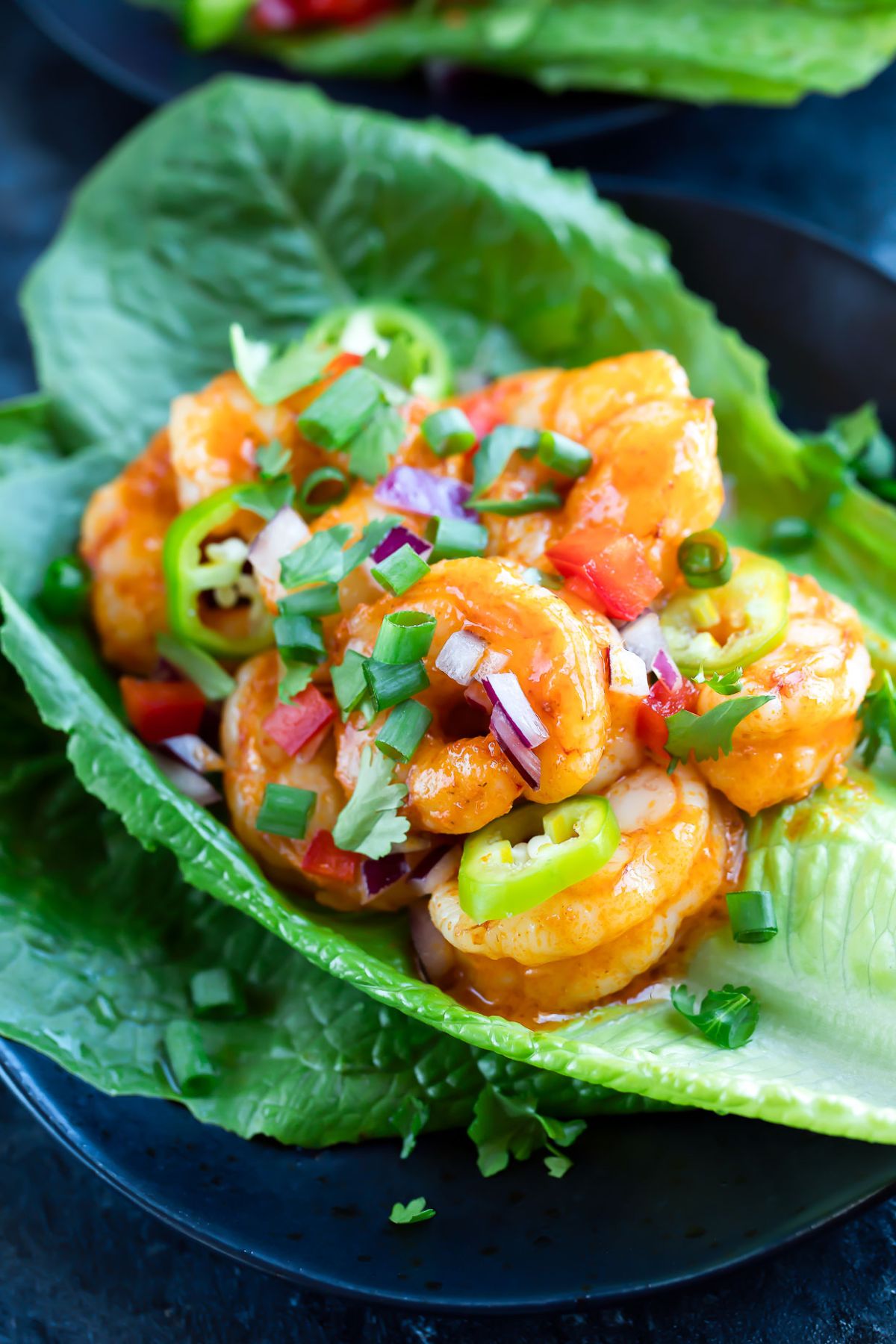 Buffalo Shrimp Lettuce Wrap Tacos