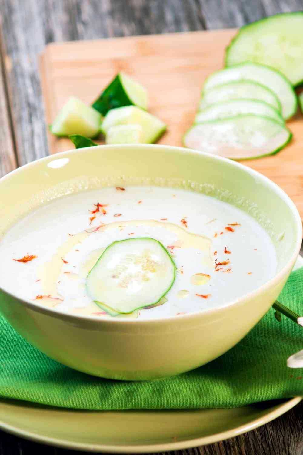 Chilled cucumber avocado soup