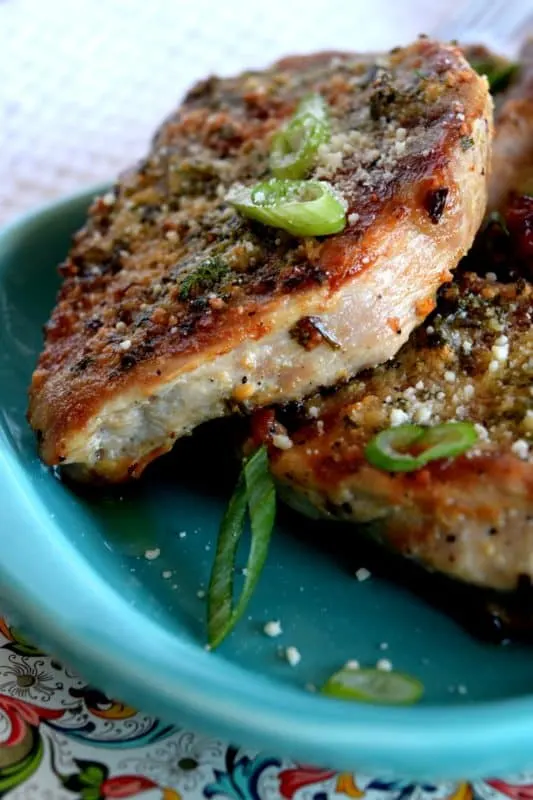 Garlicky Butter Chive Parmesan Pork Chops