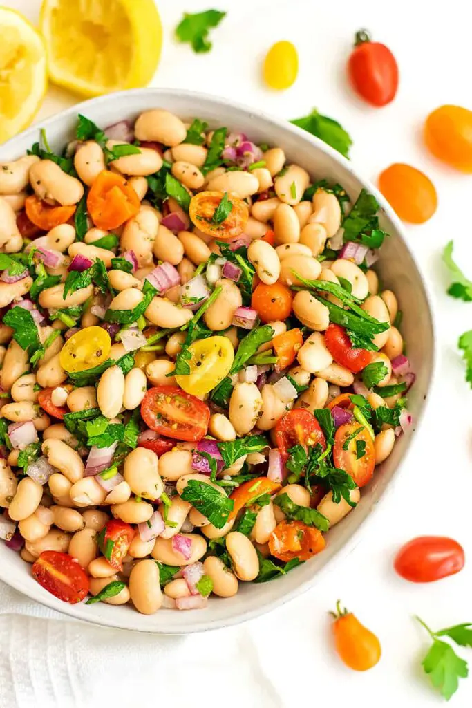 Greek White Bean Salad - Mediterranean Diet Dinner Recipes
