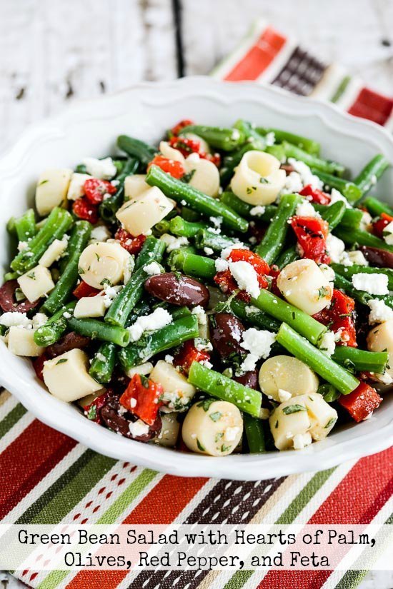 Green Bean Salad With Hearts Of Palm, Olive, Red Pepper And Feta