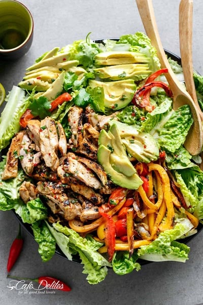 Grilled Chili Lime Chicken Fajita Salad