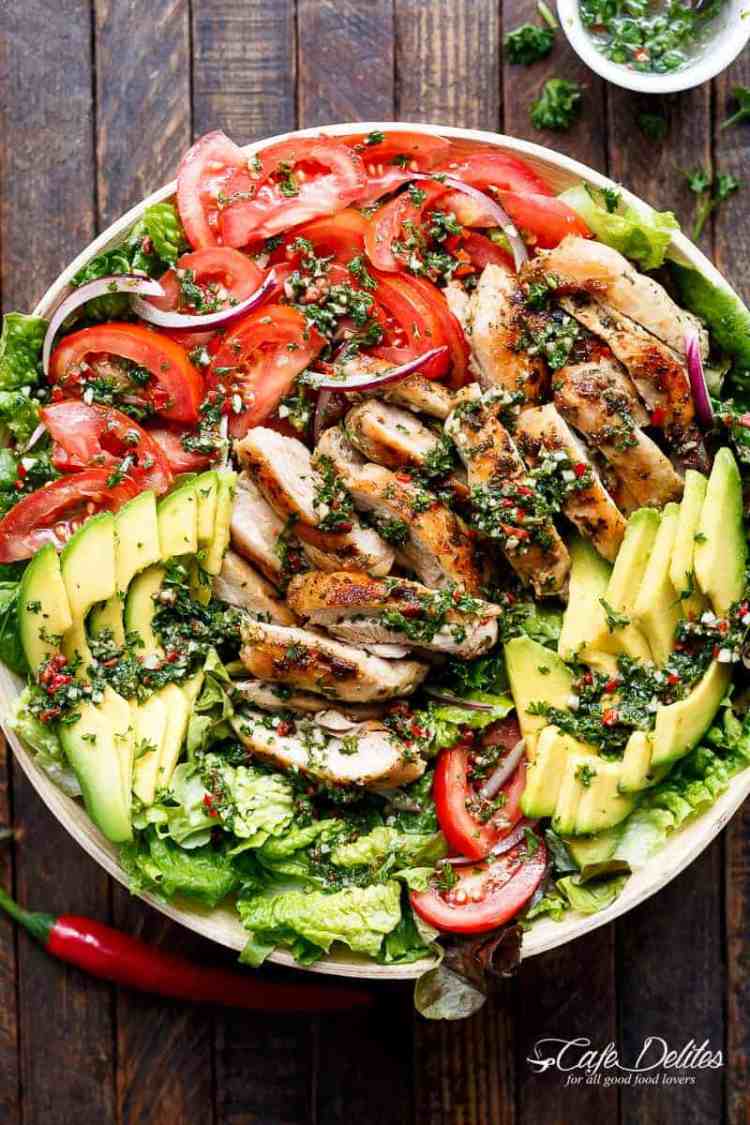 Grilled Chimichurri Chicken Avocado Salad from Cafe Delites 