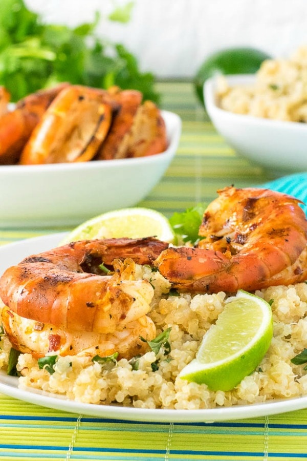 Grilled Chipotle Shrimp with Cilantro Lime Quinoa, via Fox Valley Foodie