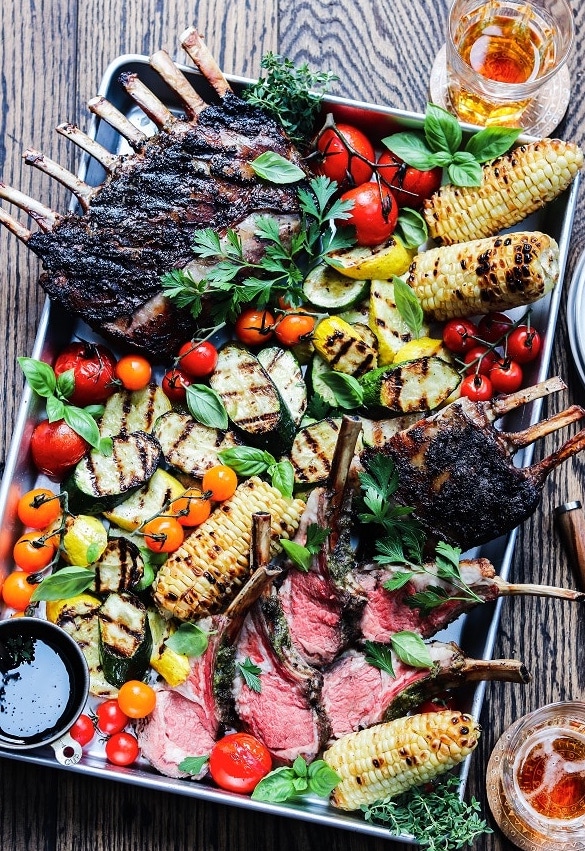 Grilled Rack of Lamb with Summer Veggies