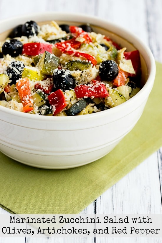 Marinated Zucchini Salad With Olives, Artichokes, And Red Pepper