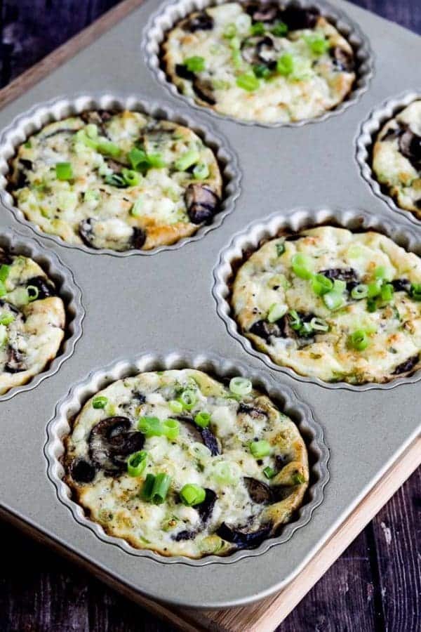 Mini Mushroom Frittatas With Cottage Cheese & Feta