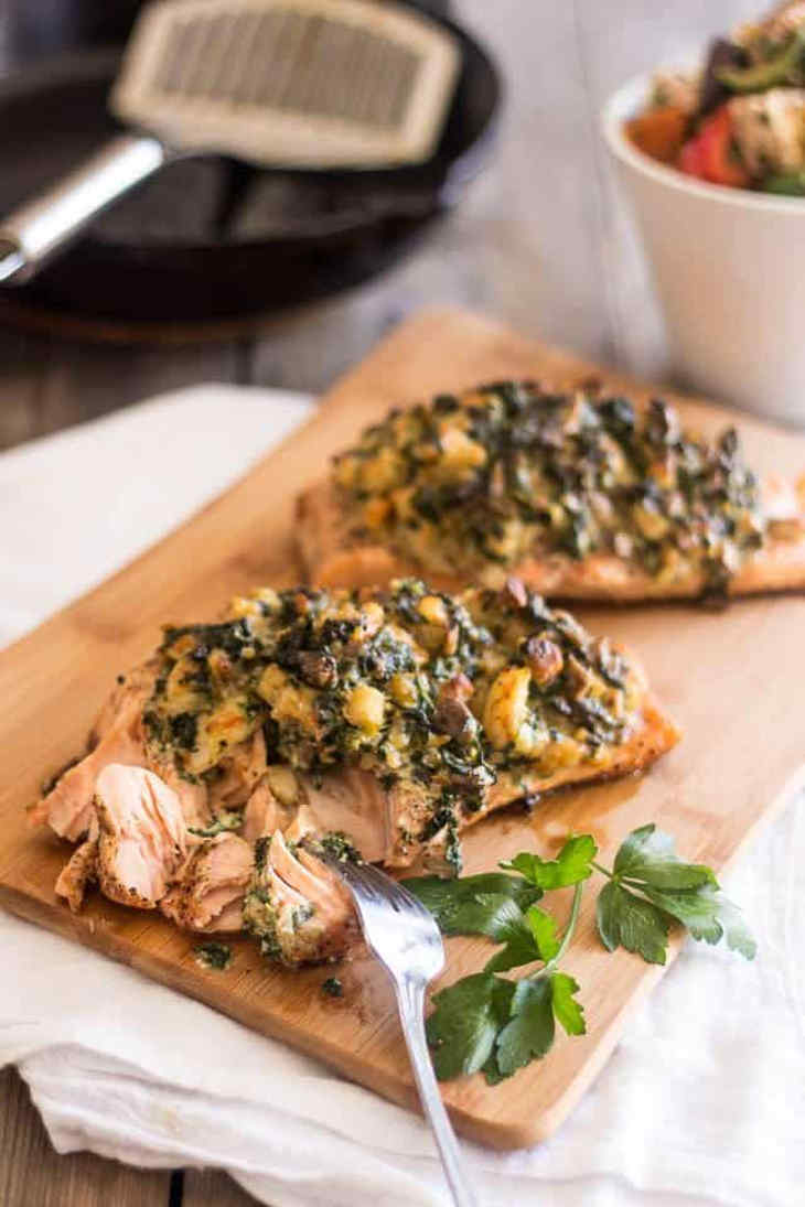 Shrimp & Spinach Stuffed Salmon