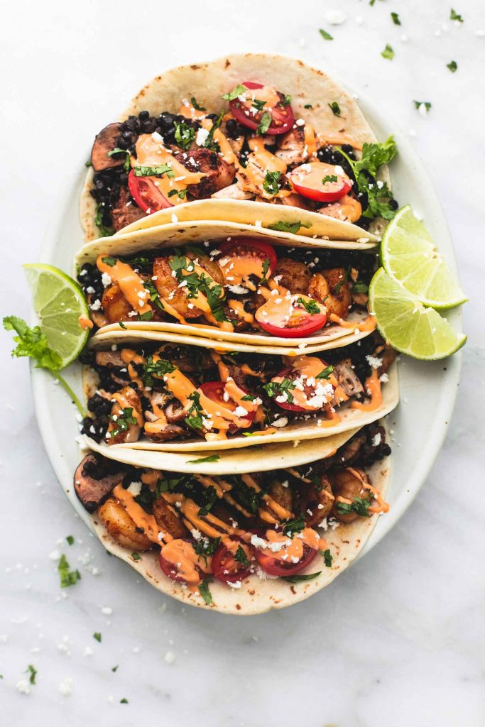 Shrimp or Chicken and Lentil Tacos