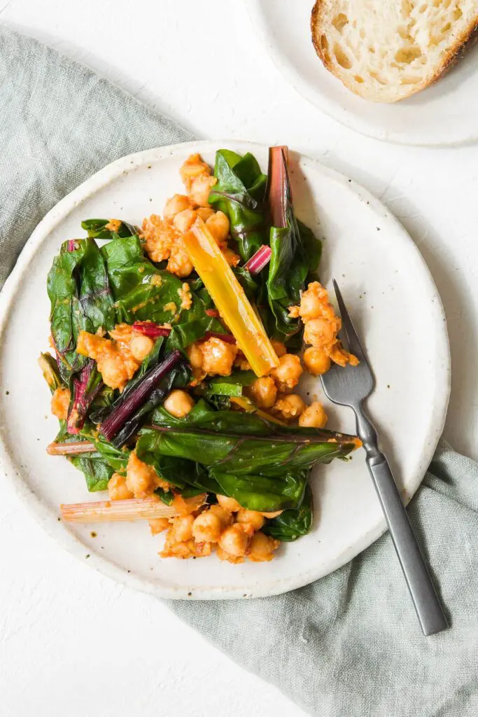 Spanish Style Silverbeets with Chickpeas
