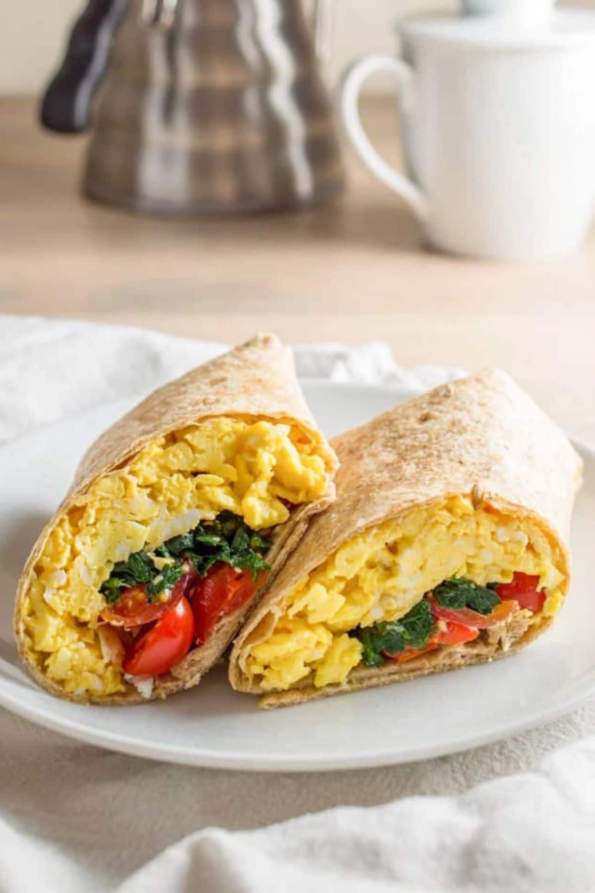 Spinach, Feta, and Egg Breakfast Wraps