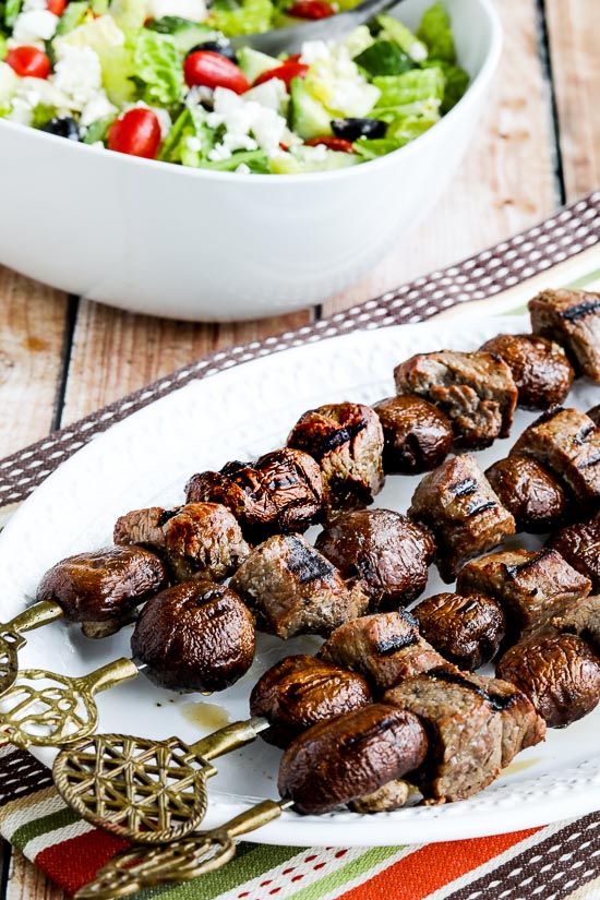 Steak and Mushroom Kabobs by Kalyn’s Kitchen