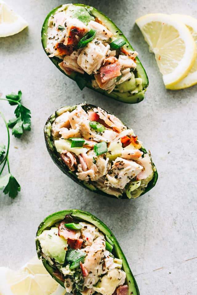 Stuffed Avocados with Chicken Bacon Salad