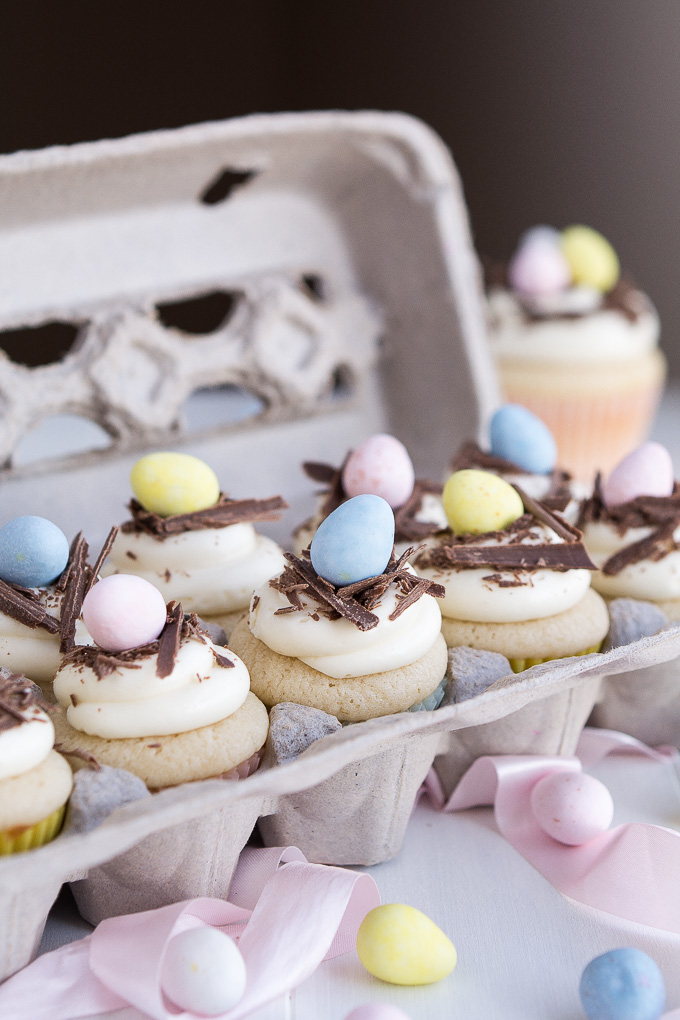 White chocolate Easter egg cupcakes