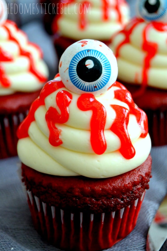 Bloody Eyeball Cupcakes