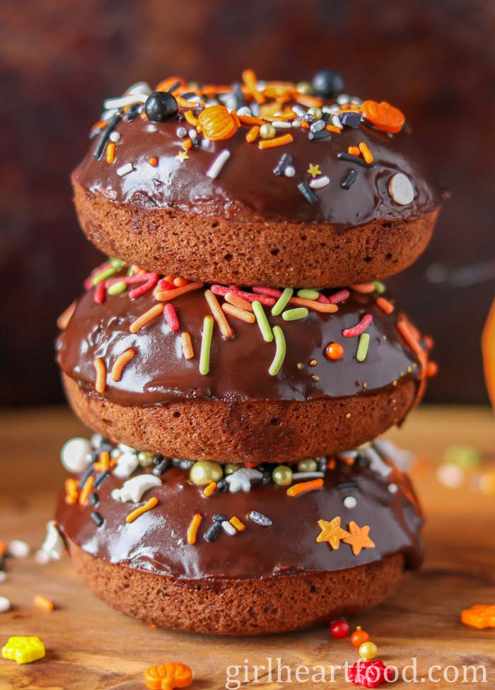 Halloween Pumpkin Chocolate Donuts