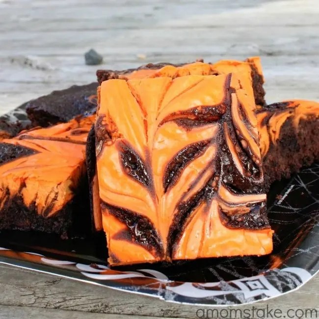 Halloween Swirl Cream Cheese Brownies