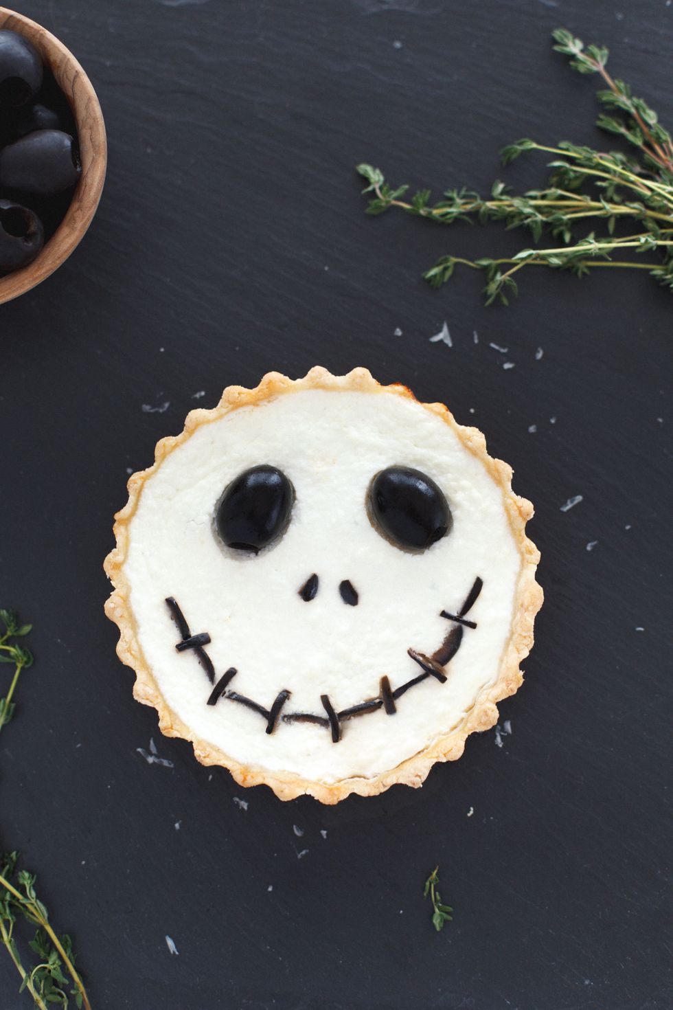 Jack Skellington Ricotta Olive Tarts