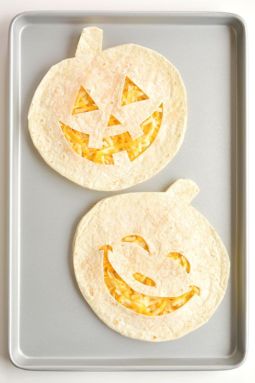 Jack-o-lantern Cheese Quesadillas