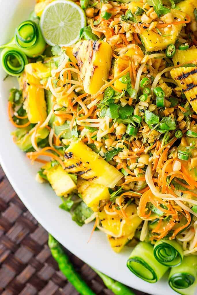 Thai Noodle Salad with Grilled Pineapple