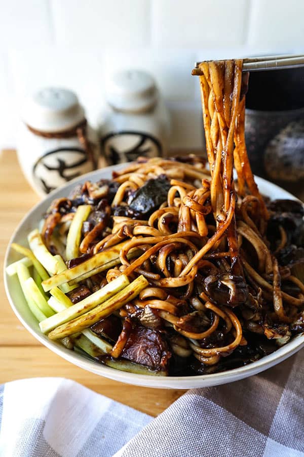 Vegan Jajangmyeon Korean Noodles Black Bean Sauce