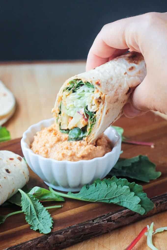 Broccoli Slaw Veggie Wrap with Spicy Hummus