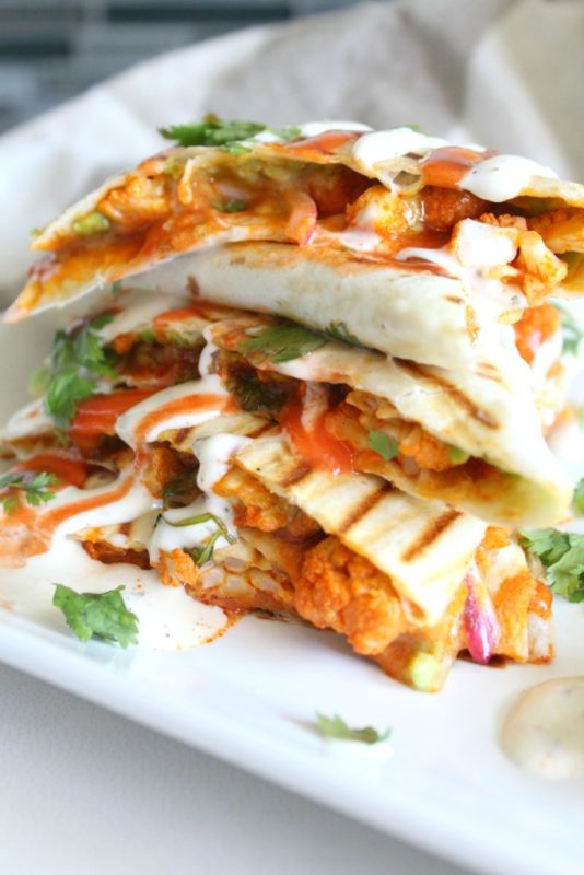 Buffalo Cauliflower Quesadillas