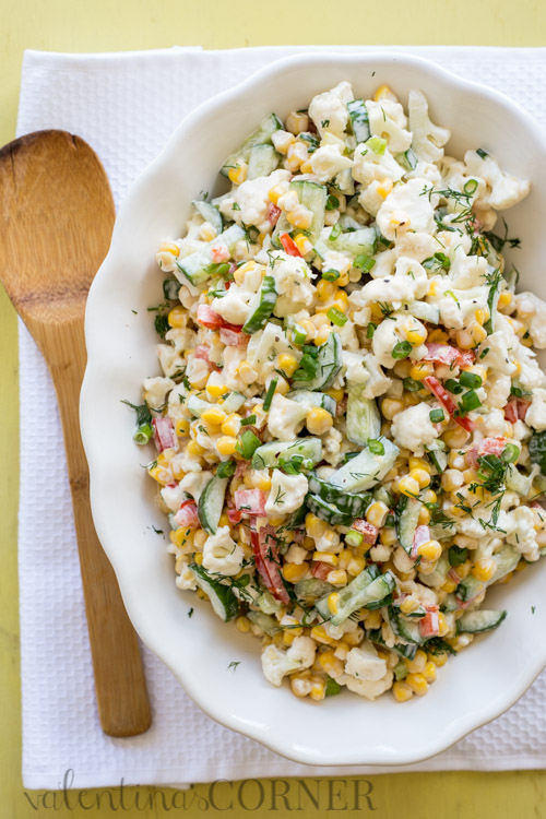 Cauliflower Corn Cucumber Salad