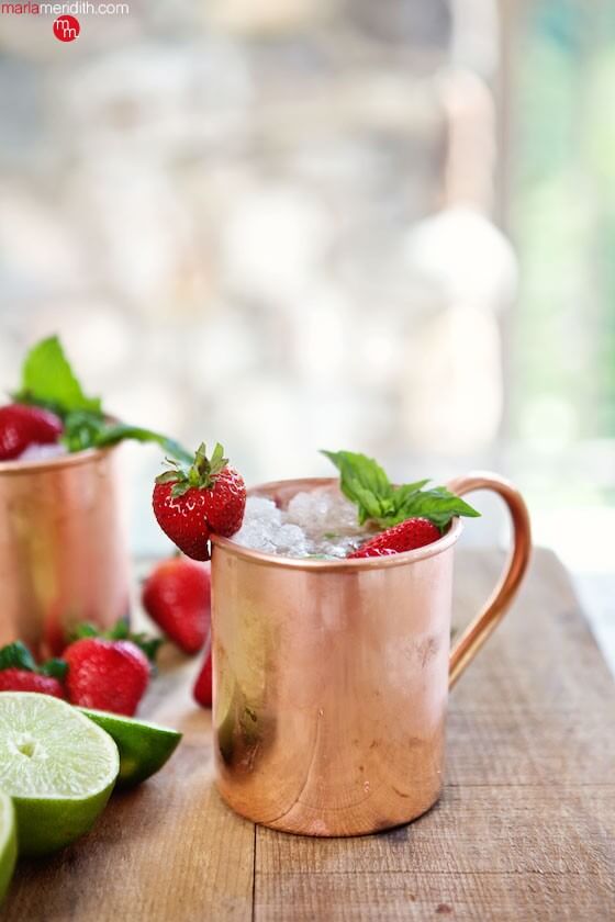 Strawberry Basil Moscow Mule Cocktail