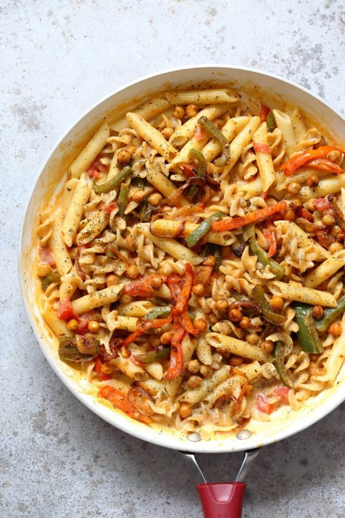 Vegan Fajita Pasta with Chickpeas