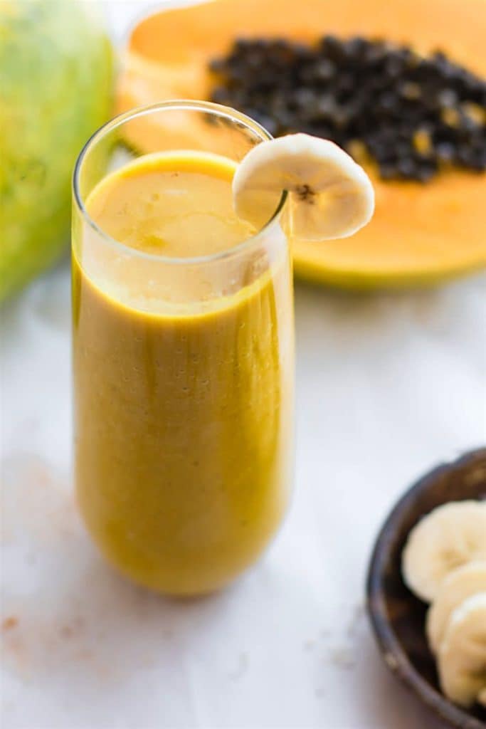 tropical turmeric golden milk vegan smoothie